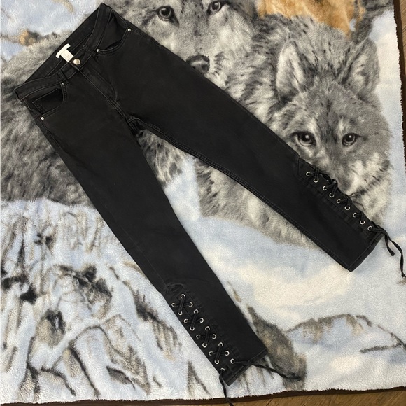 Black jeans tie bottoms - Picture 7 of 9